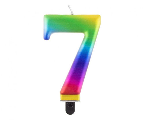Picture of BIRTHDAY CANDLE RAINBOW NUMBER 7 - 8CM